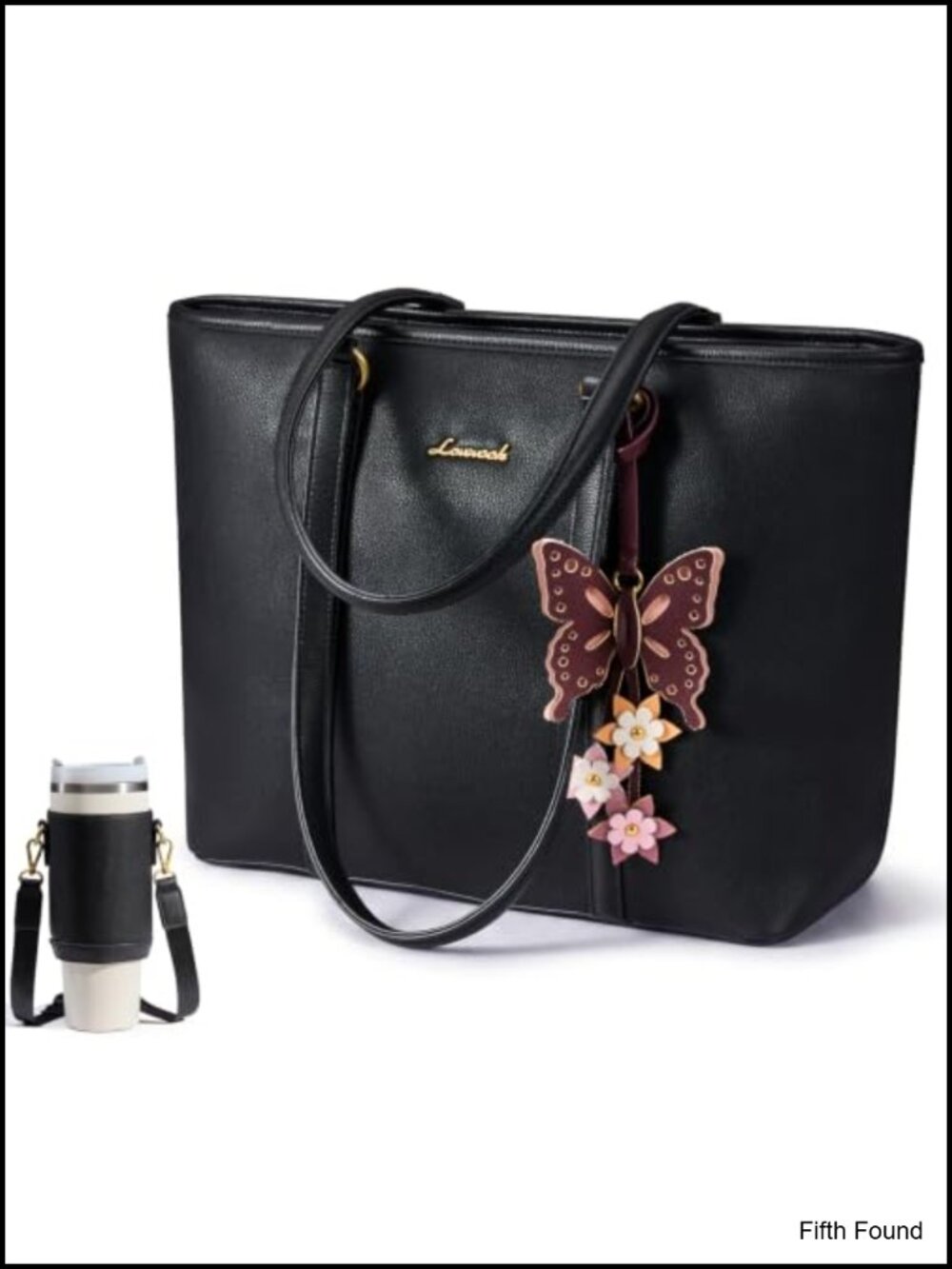 Vegan Leather Tote Handbag Satchel Shoulder Bag with Water Bottle Carrier